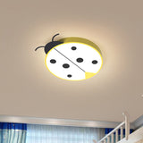 Ladybug Cartoon Led Flush Mount Light Fixture - Fun Acrylic Red/Yellow Flushmount Lighting For