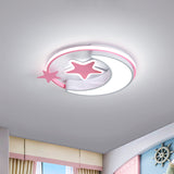 Nordic Led Ceiling Lamp For Childrens Bedroom With Star And Moon Design In Gold Pink Or Blue
