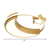 Kids Moon And Star Flush Mount Led Ceiling Light Gold/Black/White