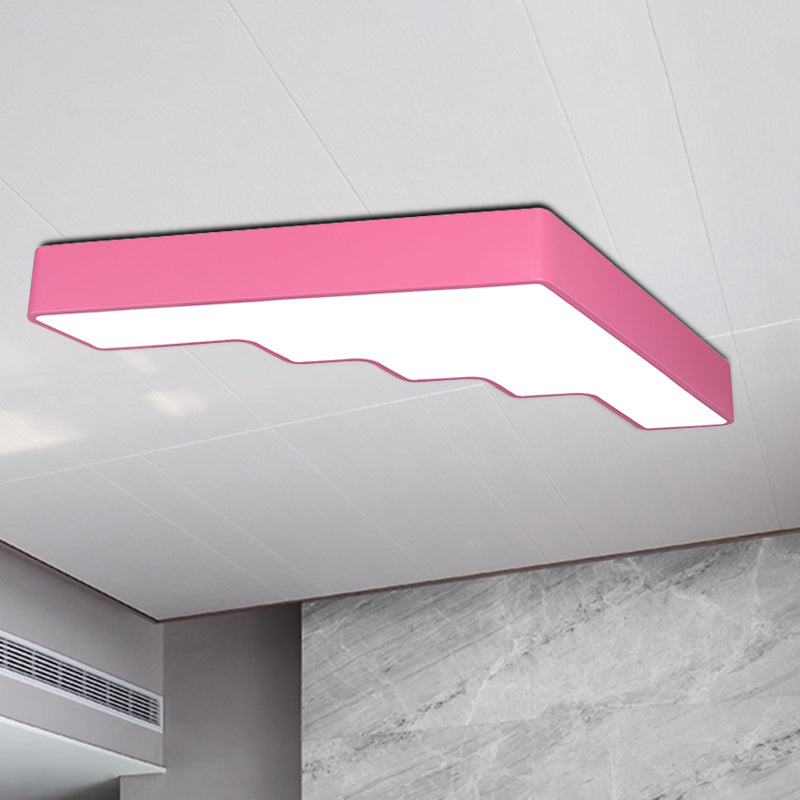 Kids Led Acrylic Flush Mount Ceiling Lamp In Blue/Pink/Yellow With Ladder Design