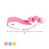 Led Bird-Like Flush Light Fixture With Acrylic Shade - Cartoon Style Blue/Pink/Yellow Finish