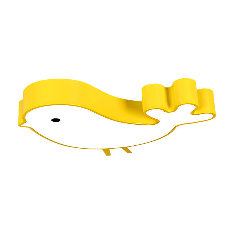 Led Bird-Like Flush Light Fixture With Acrylic Shade - Cartoon Style Blue/Pink/Yellow Finish