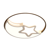 Nordic Led Flushmount Lamp - White - Black Moon And Star Design Acrylic Shade In Warm/White Light