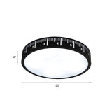 Modern Minimalist Led Drum Ceiling Light With Black Acrylic Shade - Corridor Lighting