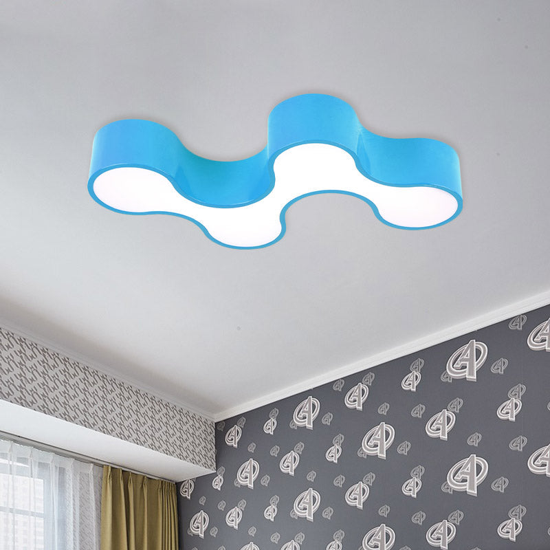 Kids Bedroom Acrylic Geometric Cartoon Led Flushmount Light In Green/Yellow/Blue Blue