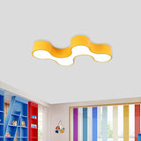 Kids Bedroom Acrylic Geometric Cartoon Led Flushmount Light In Green/Yellow/Blue