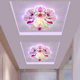 Minimalist Led Flush Mount Ceiling Light With Petal Clear Crystal Shade In Warm/White/Multi Color /