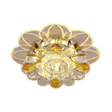 Minimalist Led Flush Mount Ceiling Light With Petal Clear Crystal Shade In Warm/White/Multi Color