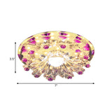 Modern Beveled Crystal Flower Flush Mount Led Ceiling Light Fixture In Purple - Perfect Hallway