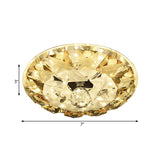 Crystal Flush Mount Led Ceiling Lamp In Yellow - Simple Round Design Warm/White Light