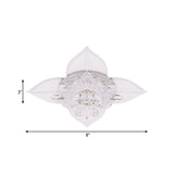 Modernist Led Crystal Ceiling Flush Light In White With Leaf Design And Multi - Color Options
