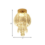 Minimal Led Teardrop Crystal Flush Mount Hallway Light With Globe Shade