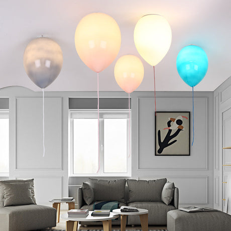 Kids Cartoon Balloon Glass Flush Mount Ceiling Light Fixture For Bedroom