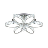 Modernist Blossom Chrome Flushmount Light With Clear Crystal 6/8 Heads - Ideal For Living Room
