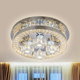 Modern Led Crystal Ceiling Light In Chrome - Semi-Circle/Spiral Design Flush Mount For Minimalist