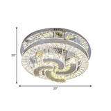 Modern Led Crystal Ceiling Light In Chrome - Semi-Circle/Spiral Design Flush Mount For Minimalist