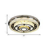 Modern Led Crystal Flushmount Ceiling Light - Chrome Finish 3 Layers Round Shape