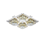 Contemporary Led Ceiling Flush Mount Light With Beveled Crystal Shade - Chrome Finish
