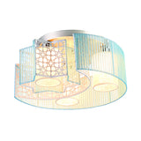 Metal Moon & Star Led Flushmount Light In Pink/Blue For Modern Bedroom Lighting