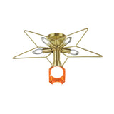 Modern Semi-Flush Mount Ceiling Lamp - 6 Bulbs Metal Shade White/Red Star Design Bedroom Lighting