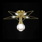 Modern Semi-Flush Mount Ceiling Lamp - 6 Bulbs Metal Shade White/Red Star Design Bedroom Lighting