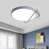 Contemporary Drum Led Ceiling Lamp - White/Gray/Green With Music Notes Ideal For Bedroom Lighting