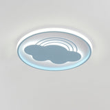 Extra Thin Iron Ceiling Lamp: Cartoon Pink/Blue Led Flush Mount Light For Kindergarten