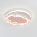 Extra Thin Iron Ceiling Lamp: Cartoon Pink/Blue Led Flush Mount Light For Kindergarten