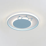 Kid Crown Led Flushmount Light In Pink/Blue - Ultra-Thin Bedroom Ceiling Fixture