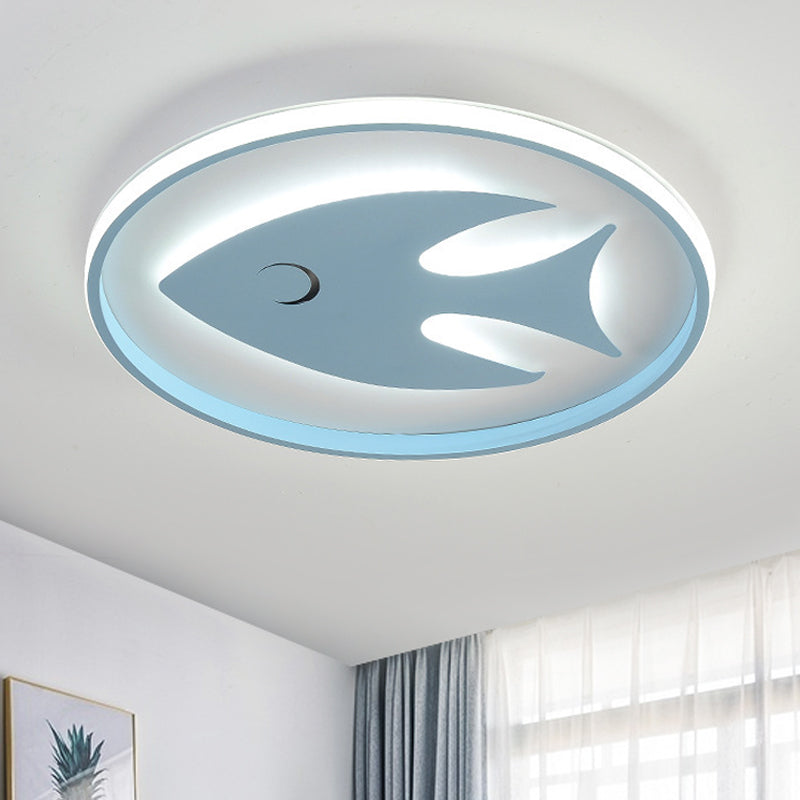 Cartoon Fish/Giraffe Ceiling Light For Nursery - Integrated Led Flushmount Lamp In Pink/Blue Acrylic