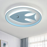 Cartoon Fish/Giraffe Ceiling Light For Nursery - Integrated Led Flushmount Lamp In Pink/Blue Acrylic