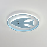 Cartoon Fish/Giraffe Ceiling Light For Nursery - Integrated Led Flushmount Lamp In Pink/Blue Acrylic