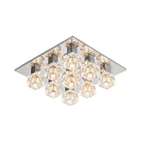 Contemporary Led Crystal Flushmount Ceiling Light In Chrome For Living Room
