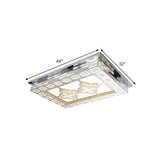 Minimal Amber Crystal Led Chrome Flush Ceiling Lamp - Rectangle Shape With Optional Patterns
