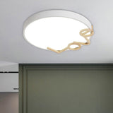 Love-Shape Wood Deco Led Flush Mount Lamp In 3 Colors White