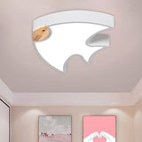 Nordic Led Fish-Shaped Flush Lamp For Bedroom In White/Grey/Pink Acrylic White