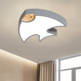 Nordic Led Fish-Shaped Flush Lamp For Bedroom In White/Grey/Pink Acrylic Grey