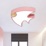 Nordic Led Fish-Shaped Flush Lamp For Bedroom In White/Grey/Pink Acrylic