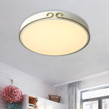 Acrylic Led Round Flushmount Macaron Fixture In White/Grey/Green - Headband Deco White