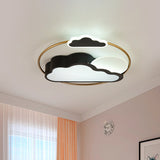 Cloud-Shape Led Flush Mount With Black/Blue Finish & Acrylic Shade - Cartoon Lighting Fixture Black