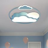 Cloud-Shape Led Flush Mount With Black/Blue Finish & Acrylic Shade - Cartoon Lighting Fixture