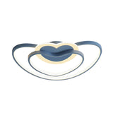Nordic Led Ceiling Flush Light With Dual Loving Heart Frame In White Pink Or Blue Acrylic Shade