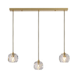 Contemporary Gold Crystal Pendant Light With 3 Heads - Stunning Cluster Design Domed Hanging Lamp