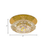 Minimalist Led Crystal Flush Light Fixture For Corridors - Flower Clear Faceted Ceiling Lamp
