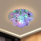Flush Clear Crystal Lotus Ceiling Light - Modern Led Fixture For Bedroom In Warm/White/Multi Color