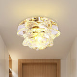 Crystal Led Flower Ceiling Light For Porch - Flush Mount With Warm/White/Multi-Color Options Clear /
