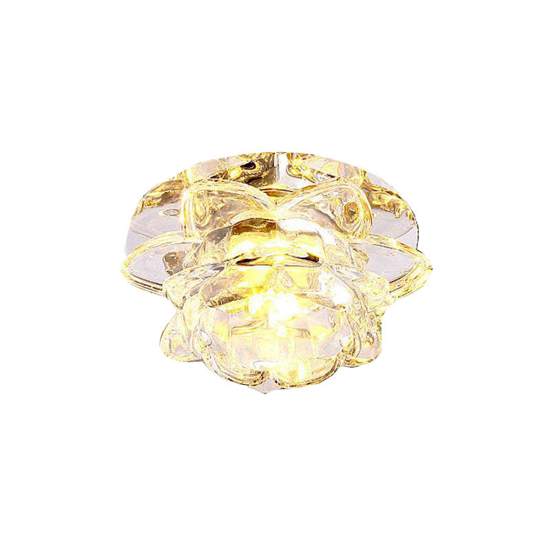 Crystal Led Flower Ceiling Light For Porch - Flush Mount With Warm/White/Multi-Color Options