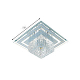 Modern Square Led Ceiling Flush Mount - Clear Faceted Crystal Light Fixture In Warm/White/Multi