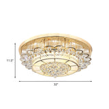 Flush Mount Led Crystal Ball Ceiling Lamp In Chrome - Modern Tiered Design For Living Room (24/32 W)