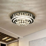 Minimal Chrome Led Crystal Teardrop Flush Mount Ceiling Light